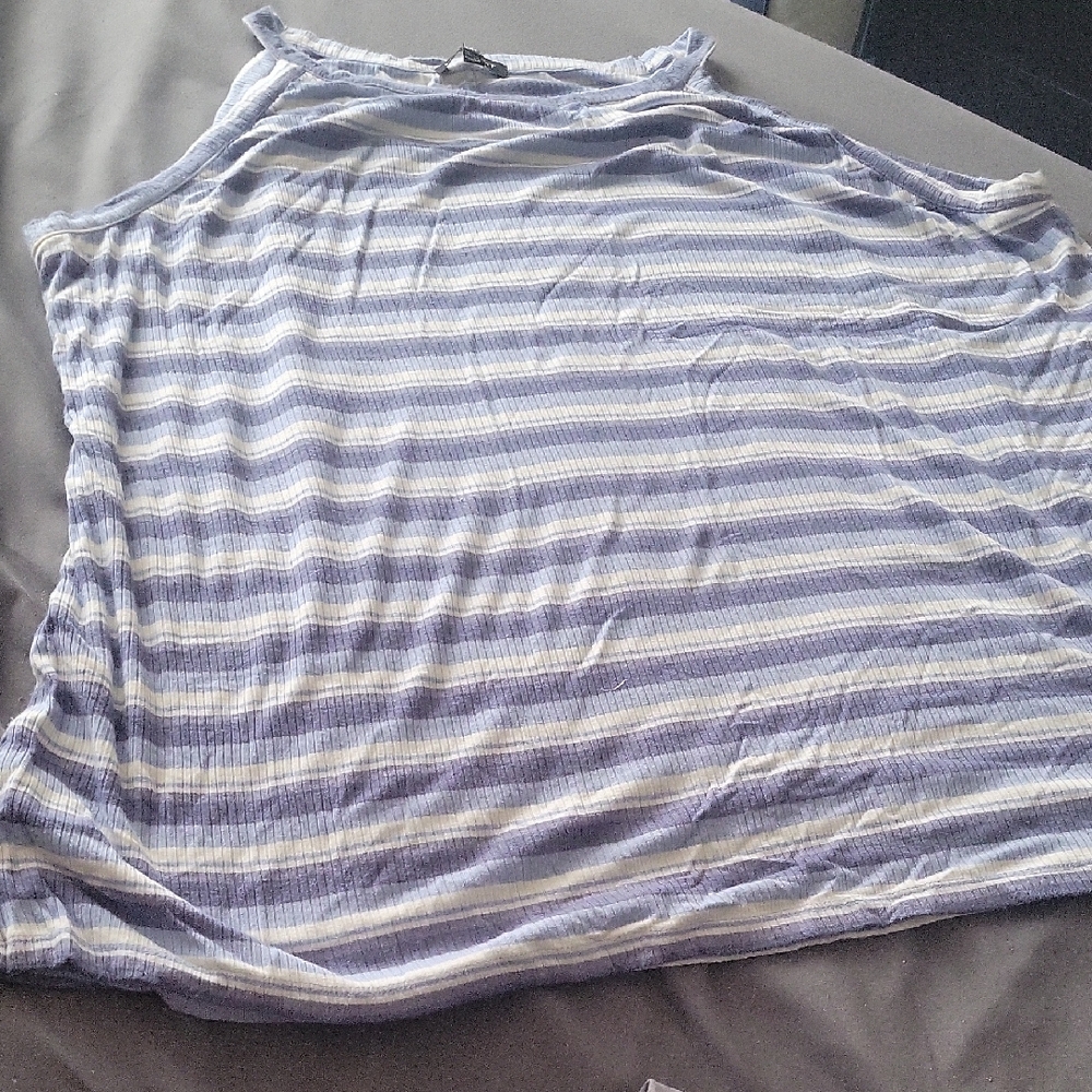 Lane Bryant Blue and White Striped Tank Top